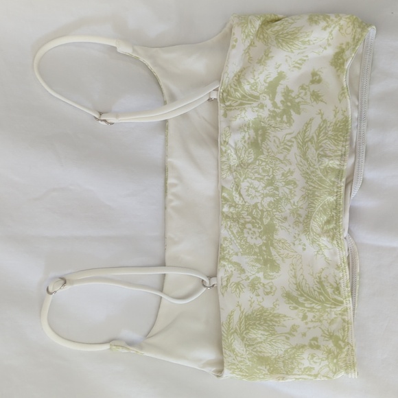Anthropologie Lyrebird Printed Cotton Bralette Lime Green & White Floral S/M - Picture 3 of 6